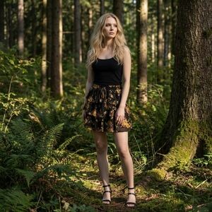 Blue Rain Brielle Floral Tiered Flippy Mini Skirt - Size Medium - NWOT